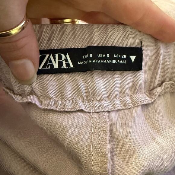 Zara light Lilac Full- length High-waisted cargo pants - Picture 3 of 4